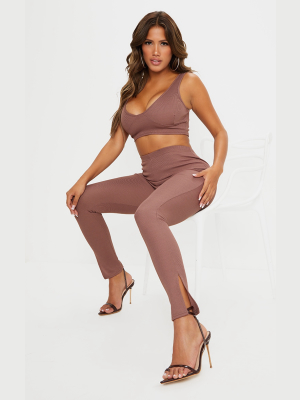 Shape Mauve Rib High Waist Split Hem Leggings