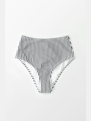 Striped High Waisted Bikini Bottom