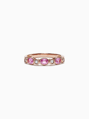 Effy 14k Rose Gold Pink Sapphire And Diamond Band Ring, 0.82 Tcw