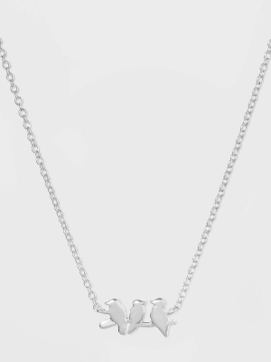 Sterling Silver 3 Bird Necklace - Silver