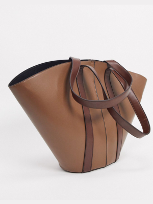 Asos Design Oversized Vase Tote Bag In Tan