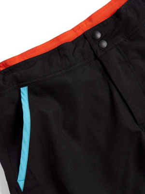 Swim 7" Board Shorts - Black With Orange Yellow & Blue Stripes