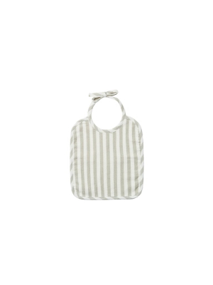 Woven Tie Bib Sage Stripe