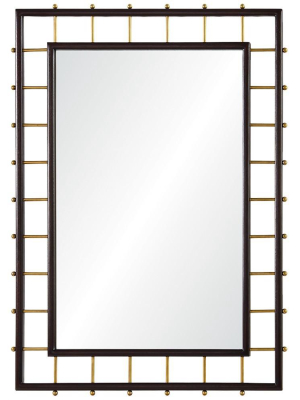 Dark Mahogany And Burnished Brass Mirror