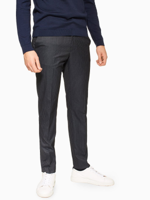 Navy Pinstripe Skinny Pants