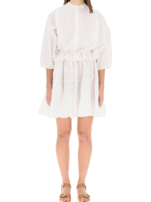 See By Chloé Tiered Ruffle Shirt Dress