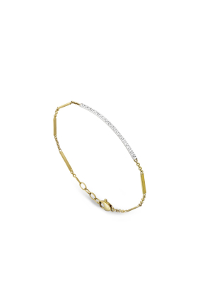 Marco Bicego® Goa Collection 18k Yellow & White Gold Pave Diamond Bar Bracelet In Yellow Gold