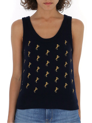 Chloé Horse Embroidered Knitted Vest