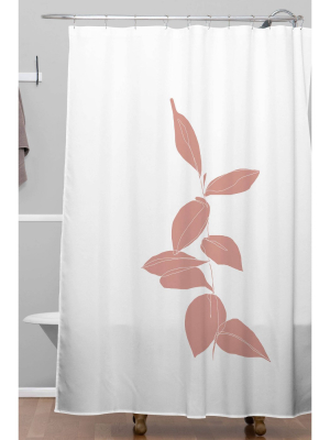 The Colour Study Plant Drawing Shower Curtain Pink - Deny Designs