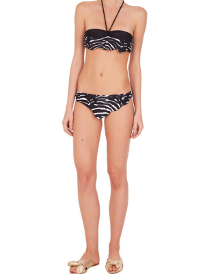 Zebra Strapless Ruffled Bikini