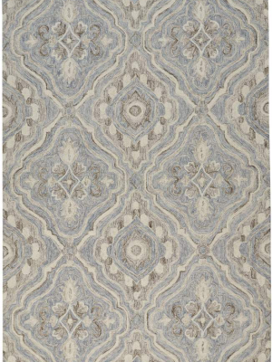 Feizy Rhett Ornamental Diamond Rug - Demin Blue & Ivory & Brown - Available In 2 Sizes