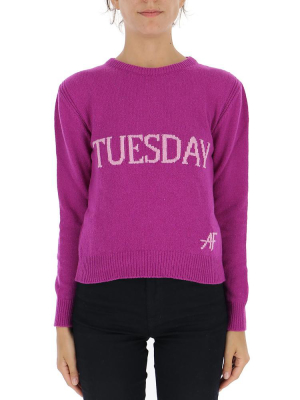 Alberta Ferretti Tuesday Slogan Intarsia Sweater