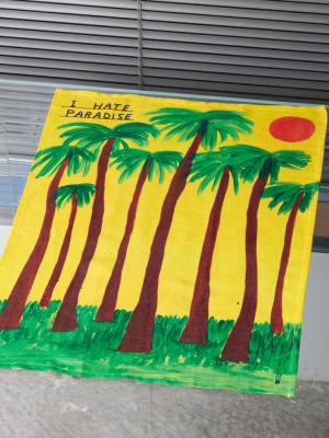 "i Hate Paradise" Tea Towel By David Shrigley