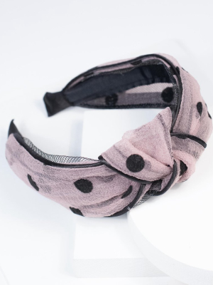 Unique Vintage Dusty Purple & Black Polka Dot Headband