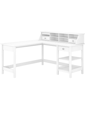 Bush Furniture Broadview 60 Computer Desk Bundle, Pure White Bd029wh