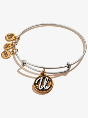 Initial U Charm Bangle, Two-tone