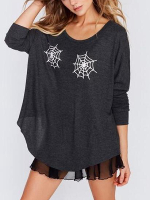 Wildfox Spider Webs Perry Thermal Long Sleeve Top