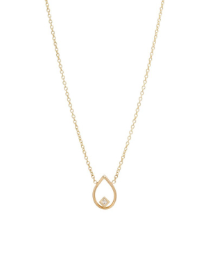 14k Open Tear Princess Diamond Necklace