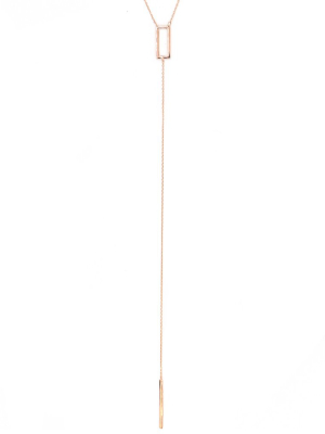 Sharp Edge Lariat Necklace, Rose Gold