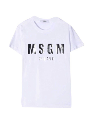 Msgm Kids Metallic Logo Effect T-shirt