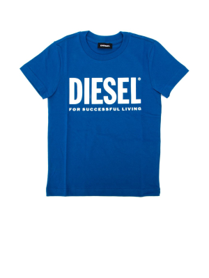 Diesel Kids Logo Print Crewneck T-shirt