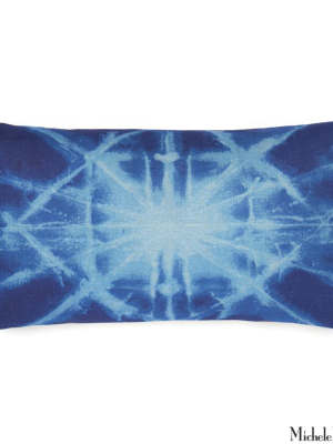 Printed Linen Pillow Starburst Blue 12x22