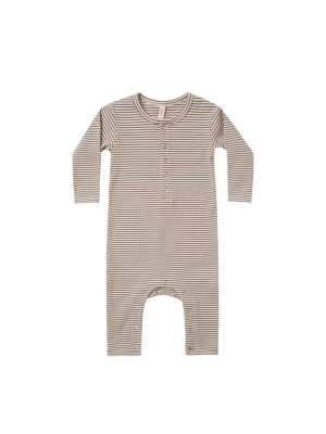 Quincy Mae Organic Ribbed Baby Jumpsuit - Charcoal Stripe