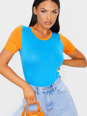 Blue Jersey Contrast Bodysuit