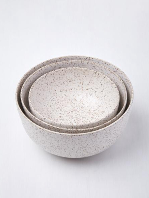 Freckled Oatmeal Stoneware Nested Bowl Set