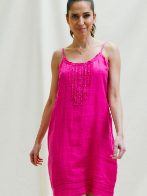 Cayo Premium Linen Sundress | Fuchsia