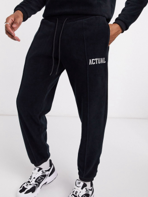 Asos Actual Two-piece Slim Fit Sweatpants In Polar Fleece With Embroidered Logo