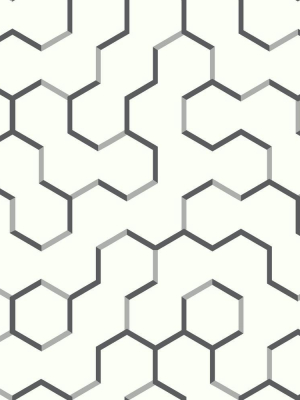 Open Geometric Peel & Stick Wallpaper In Black By Roommates For York Wallcoverings