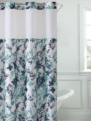 Watercolor Floral Shower Curtain With Liner - Hookless