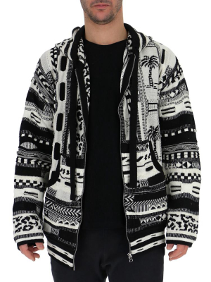 Laneus Contrasting Patterned Cardigan