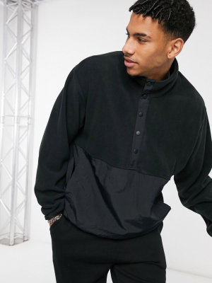 New Look Funnel Neck Sweatshirt With Buttons In Black