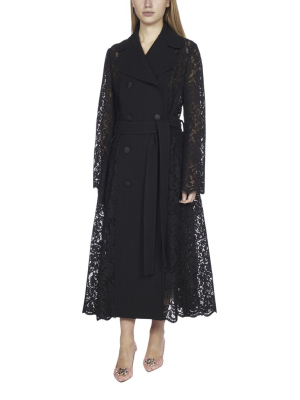 Dolce & Gabbana Belted Double Breasted Lace Coat