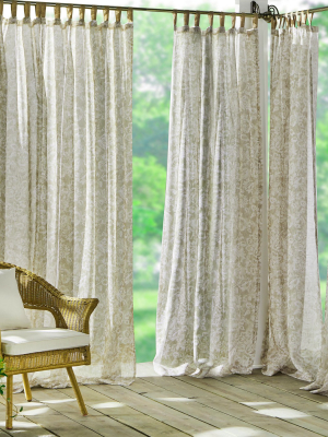 Verena Floral Indoor/outdoor Sheer Tab Top Window Curtain For Patio, Pergola, Porch, Cabana, Deck - Elrene Home Fashions