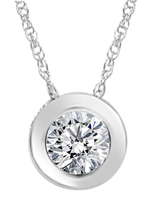 Pompeii3 1/2ct Solitaire Bezel Diamond Pendant 14k White Gold