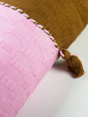 Antigua Pillow - Baby Pink &amp; Umber Colorblocked