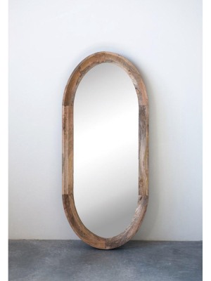 Oval Mango Wood Framed Wall Mirror