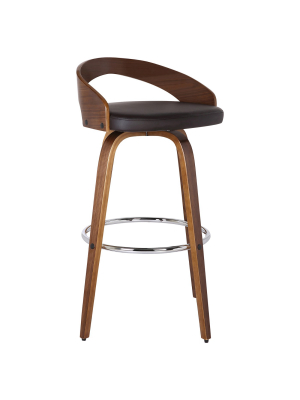 Sonia Counter Height Barstool Faux Leather Brown - Armen Living