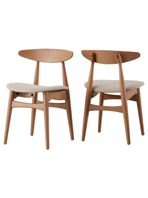 Set Of 2 Cortland Danish Modern Natural Dining Chair - Inspire Q