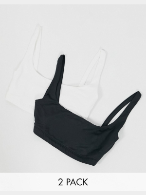 Stradivarius Lounge Bra 2 Pack In Black & White