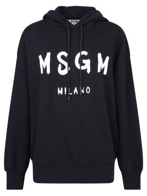 Msgm Logo Printed Drawstring Hoodie