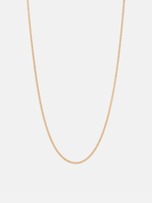 2mm Cuban Chain Necklace, Gold