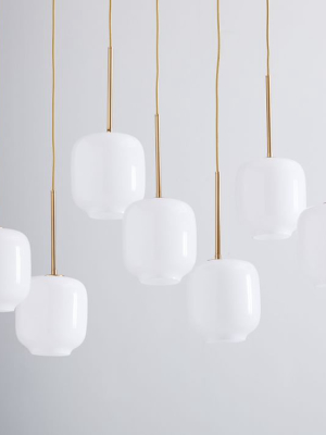 Sculptural Glass 7-light Pebble Chandelier - Milk