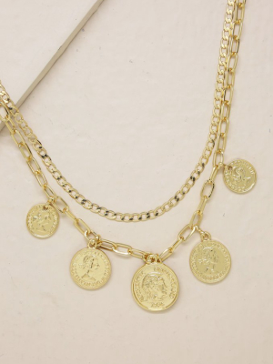 All About The Coin 18k Gold Plated Layered Necklace