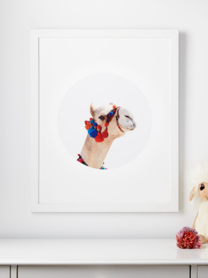 Happy Camel With Red Bridle Framed Wall Art