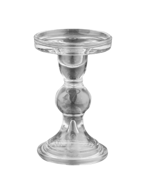 Glass Pillar/taper Candleholder - Diamond Star