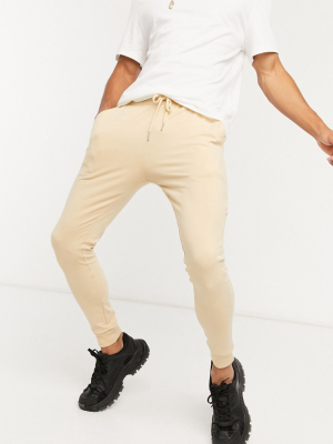 Asos Design Co-ord Lightweight Super Skinny Sweatpants In Beige